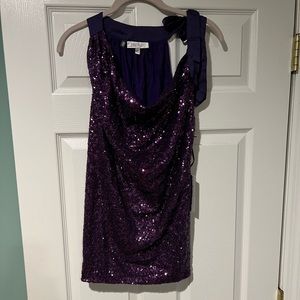 Jennifer Lopez Medium Sequins glitzy cowl neck Bow Top - Sexy NWT